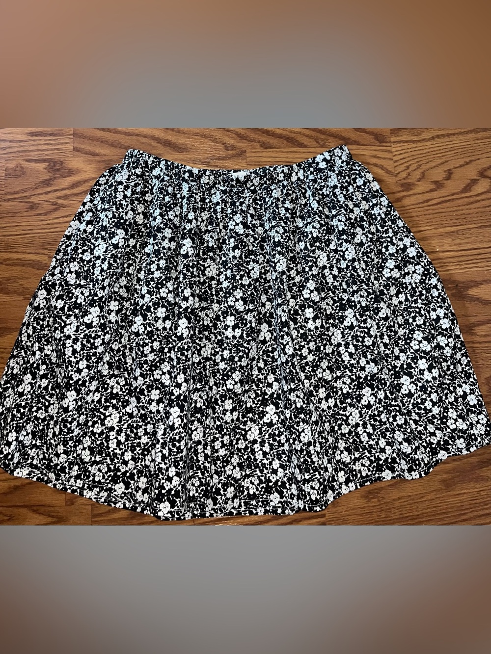 Gap Kids Black White Floral Ruffle Hem Cotton Skirt Size XL 14-16